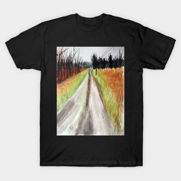 Country Landscape Watercolor T-Shirt by julyperson